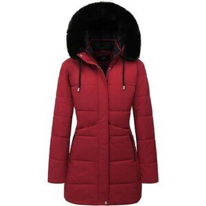 Women's Winter Puffer Coat Jacket Waterproof Red